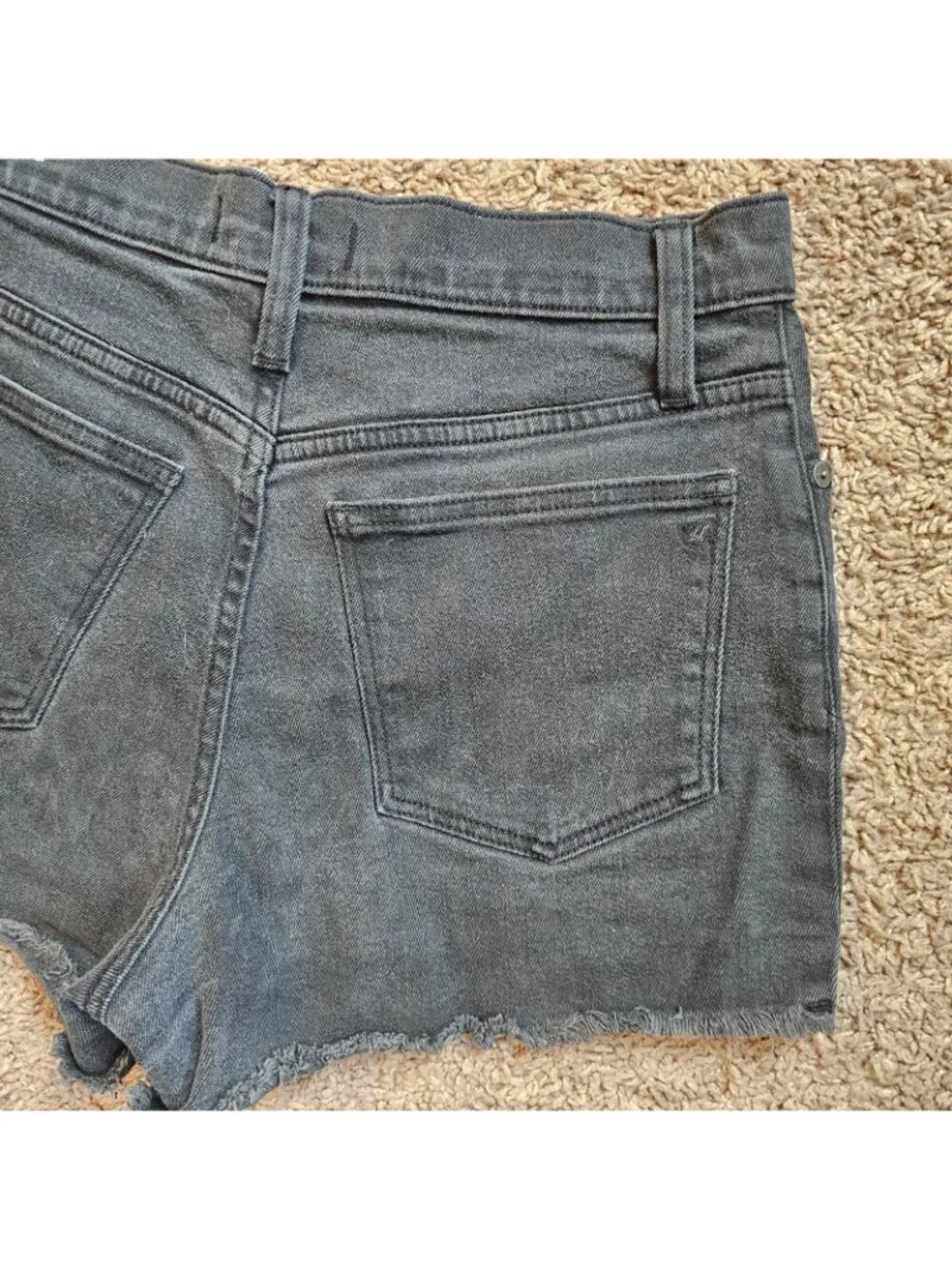 Madewell Shorts Women 24 Black Mid Rise Button Fly Raw Hem Denim Stretch Cotton - Picture 5 of 9
